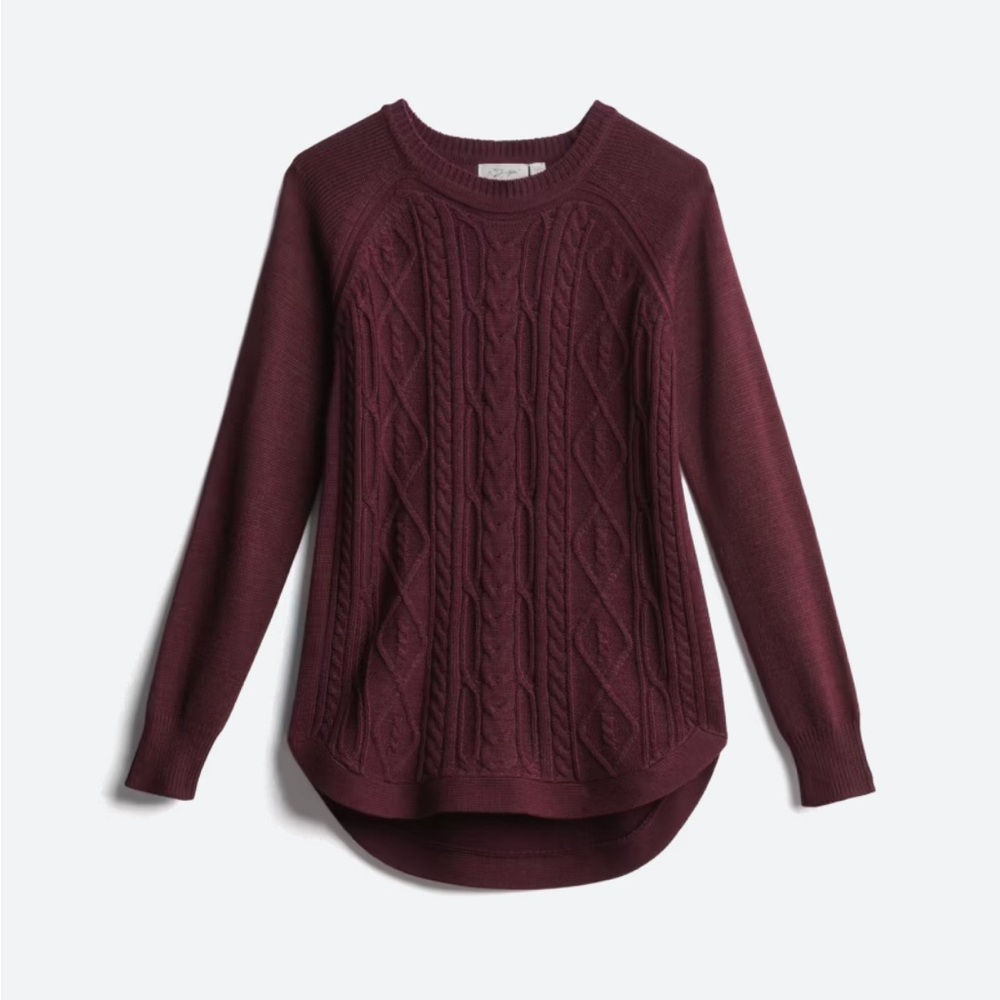 RD Style Vonny Cable Knit Cotton Blend Pullover Burgundy Sweater, Size XS - Picture 1 of 7